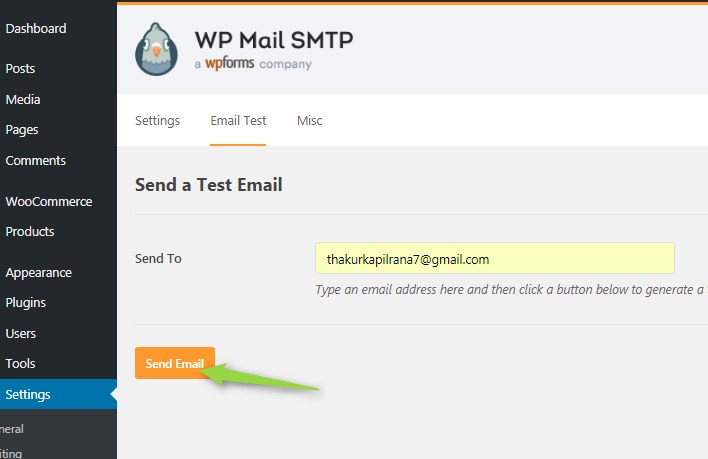 how to integrate Email gateway in Wordpress website 